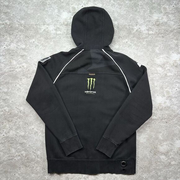 Y2K Monster Energy Racing Hoodie Men’s Medium Black Zip Logo Hooded Sweatshirt - Picture 2 of 12
